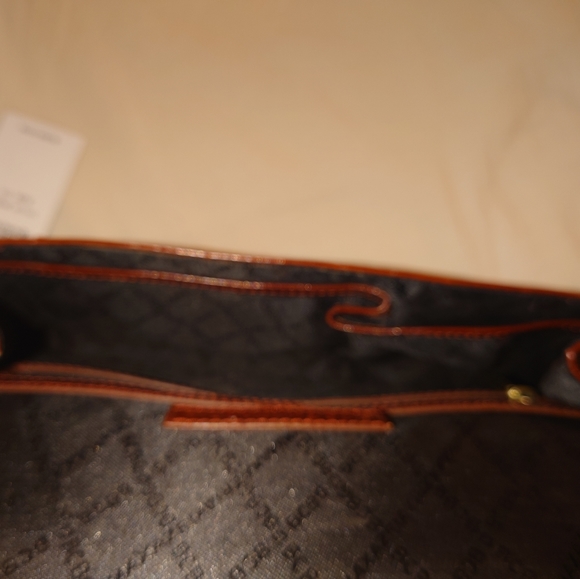 NWT Brown Leather BCBG MaxAzria Crocodile Chantal Clutch Purse Wristlet Gold - Picture 10 of 14